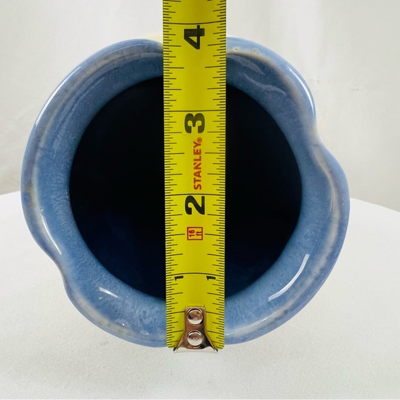 Vintage Signed Kent Follette Flambeaux Crystalline Vase Blue Brown Cream - Picture 11 of 12